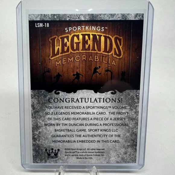 Tim Duncan 2021 San Antonio Spurs Game Worn Patch #LSM-18 Legends - Picture 2 of 2